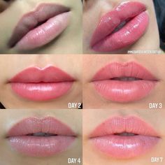 Lip Blush Healing Process - Day by Day Timeline and Stages Tattoo Healing Stages, Lip Healing, Tattoo Healing Process, Tattoo Healing, Permanent Makeup Eyeliner