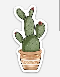 a sticker with a cactus in a pot