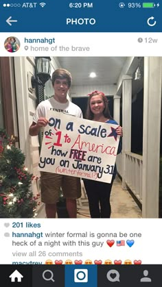 two people holding up a sign that says on a scale 1 to america how far are you on this day?