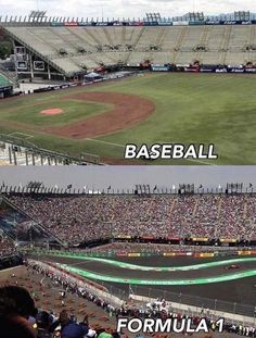 two views of a baseball stadium from the stands