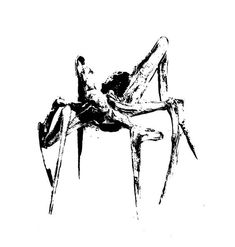 a black and white drawing of a person sitting on a chair