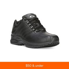 in stock Black Slip-resistant Walking Shoes For Work, Black Low-top Walking Shoes For Work, Work Sneakers, Sneakers Black, Womens Sneakers, Leather Upper, Pick Up, Black Leather, Shoe Accessories