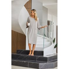 Women's Pajama Loose Pullover Dress Alwyn Home Size: XL | Alwyn Home Mcenroe Cotton Blend Mid-Calf Bathrobe w / Pockets 44.0 H in grayCotton Blend in Grey / Silver | XL | Wayfair Loose Pullover, Pajamas Women, Mid Calf, Pajamas, Cotton Blend, Lighting, Grey, Silver, Furniture