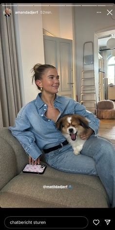 double denim outfit inspiration Matilda Djerf Matilda Djerf Apartment, September Fits, University Clothes, Double Denim Outfit, Matilda Djerf Style, University Outfit, Swedish Fashion, Color Combinations For Clothes, Bella Hadid Outfits