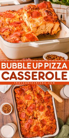 Try this amazing Bubble Up Pizza Casserole recipe.  It's a quick and easy meal that is so tasty and yummy comfort food you can serve to your loved ones. By adding pizza sauce, mozzarella cheese, and your favorite pizza toppings over your refrigerated biscuit pieces, you now have your meal ready in just a few minutes! This main dish casserole recipe is perfect to have on a busy weeknight dinner. Bubble Up Pizza, Biscuit Casserole, Best Chicken Casserole, Yummy Dinner Recipes, Easy Family Dinner Ideas, Dinner Ideas For Kids, Biscuit Pizza, Chicke Recipes