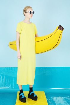 Contrast and color cause us sensations that we can not even explain. See more at rugsociety.eu and be amazed Shrug Emoji, Emoji 1, Neon Dress, Long Tshirt Dress, Daily Weather, Creative Fashion Photography, Banana Yellow, Dress Minimalist