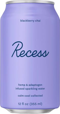 a can of beer with the word recess on it