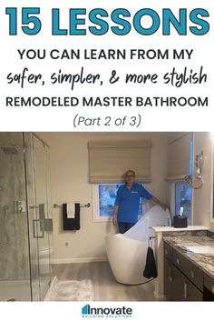 15 lessons you can learn from my safer, simpler, and more stylish remodeled master bathroom – Part 2 of a 3 part series Wall Panel System, Bathroom Wall Panels, Travertine Floors, Shower Pan, Bath Ideas, Bathroom Redo