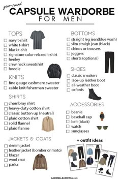 Stop stressing about what to wear! Here's your ultimate guide to crafting the perfect men's capsule wardrobe and all the men's outfit ideas you can build from it. Streamline your wardrobe and have style and ease all at once. This easy men's closet and these style tips will change your fashion. #menscapsulewardobe #mensfashion #mensoutfitsidea #menswardrobechecklist Minimalist Wardrobe Men, Capsule Wardrobe For Men, Capsule Wardrobe Men, Wardrobe For Men, Men's Capsule Wardrobe, Mens Wardrobe Essentials, Capsule Wardrobe Casual, Stop Stressing, Minimalist Fashion Men