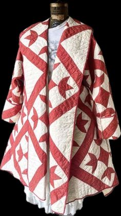 Quilt Coat 1930's Antique Quilt One Size Fits Most  Kimono Sleeve Oversized Quilt Kimono, Quilt Duster Coat, Winter Vintage Kimono With Patchwork, Vintage Long Kimono With Patchwork, Quilted Coat Pattern, Vintage Long Sleeve Patchwork Kimono, Quilt Coat, African Wax Print, Suede Cord