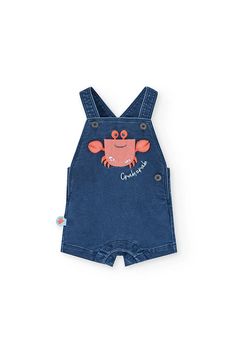 Conjunto de t-shirt de malha para bebé menino na cor aqua com estampado de caranguejo