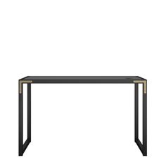 a black table with gold legs on a white background