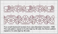 two small blackwork borders from person's sample pattern