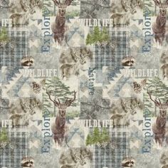 an animal themed wallpaper with trees and animals