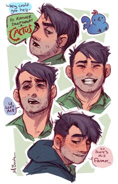 some drawings of the same guy with different facial expressions