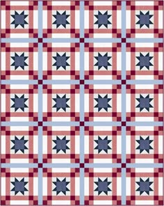 Aug 26, 2024 - It’s like two designs in one: blue stars parked under a traditional chain-like grid are a winning combination!  We're proud to support Quilts of Valor with this Quilt Project Bundle! 10% of sales from this bundle will be donated to the Quilts of Valo