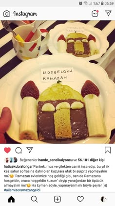 a white plate topped with desserts on top of a table