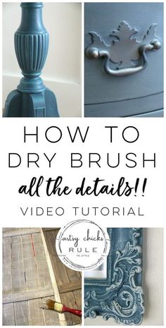 how to spray brush all the details in an old dresser with video and printable instructions