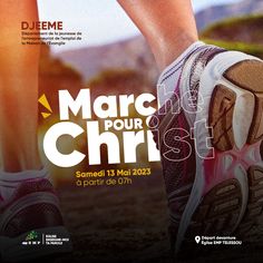 an advertisement for a running event with the words marc pour christ written in french on it