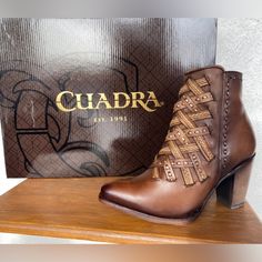 Cuadra Ankle Boot Genuine Bovine Leather Western Design New In Box Color: Honey Brown Leopard Ankle Boots, Black Patent Leather Boots, Patent Leather Booties, Soft Leather Boots, Black Leather Chelsea Boots, Sequin Boots, Patent Leather Boots, Womens Ugg Boots, Chelsea Boots Women