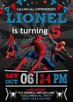 a spiderman birthday party flyer