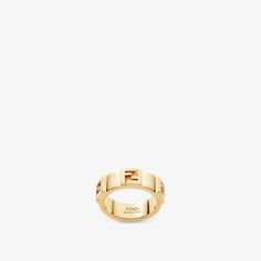 Band ring with embossed FF motif. Made of gold-finish metal. Made in Italy. Size M Fendi Brooch, Fendi Ring, Fendi Accessories Jewelry, Fendi Bracelet Gold, Gold Fendi Ring, Fendi Earrings, Gold Gold, Gifts Holiday, Gold Finish