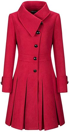 Amazon.com: Honwenle Women Winter Fold Over Collar Single Breasted Plain Swing Woolen Long Coat Overcoat,Red,XX-Large: Clothing Hobbs Coat, Plain Coats, Longline Coat, Print Coat, Collared Coat, Long Sleeves Coats, Red Coat, Woolen Coat, Coat Fashion