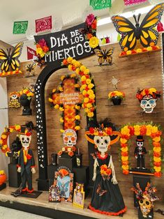 the day of the dead decorations are on display