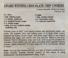 a recipe for making chocolate chip cookies