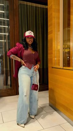 Burgundy Outfits For Black Women, Slaylynn Outfits, How To Style A Tshirt Aesthetic, Fall Basketball Game Outfit, Off The Shoulder Top Outfit Black Women, Denim Heels Outfit Black Women, Leather Pant Date Night Outfit, Cute Hat Outfits Black Women, Denim Blue Color Combinations