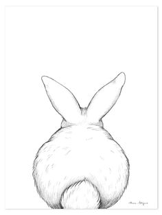 a black and white drawing of a rabbit