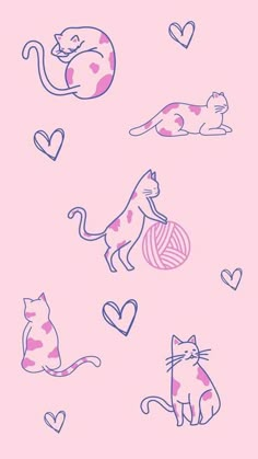 Cat Pattern Wallpaper, Cat Phone Wallpaper, Cat Wallpapers, Cute Lockscreens, Cat Background, Phone Wallpaper Pink, Whatsapp Wallpaper, Wallpaper Cat, Iphone Wallpaper Tumblr Aesthetic