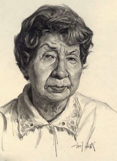 a drawing of an old woman with wrinkles