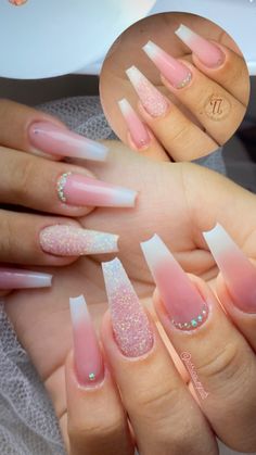 White And Purple Nails, Nails Bailarina, Balarina Nails, Acrylic Toe Nails, Ombre Acrylic Nails, Ombre Nail Designs, Acrylic Nails Coffin Pink