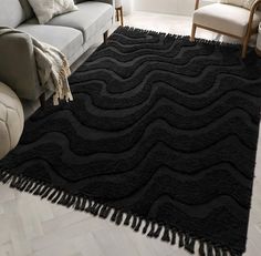 PRICES MAY VARY. Unique Tufted Rug:Boho rug features a chic 3D tufted design with geometric patterns and hand-woven tassels on both sides.Modern minimalist style rugs complement all kinds of home decoration. Soft Linen Material:Black rug is made of cotton and line materials, which are strong.Soft and comfortable to touch, environmental protection without pungent smell.Farmhouse runner rug will effectively protect your floor from moisture and will Glam Boho Living Room, Farmhouse Runner Rug, Office Boho, Cozy Farmhouse Living Room, Neutral Flooring, Girly Apartments, Girly Apartment Decor, Glam Boho