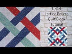 a quilted wall hanging next to a brick wall with the words lattice square quilt block