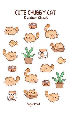 the cute sticker sheet features cats and succulents