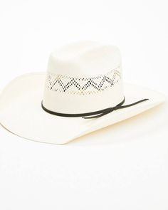 Straw construction Cattleman crease White Cap For Rodeo, Western White Cap Hat, White Country Style Hat With Flat Brim, White Short Brim Ranch Hat, White Short Brim Hat For Ranch, White Flat Brim Hat For Ranch, White Rodeo Hat With Curved Brim, White Hat With Curved Brim For Rodeo, White Curved Brim Hat For Rodeo