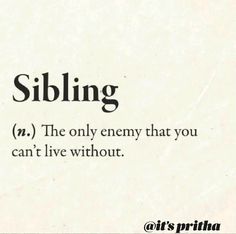 the words sibling are written in black on a white background with some type of writing