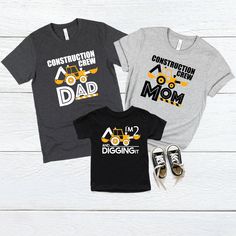 Construction CrewBirthday Matching Family Clothing/Construction Birthday Shirt Our designs are made with quality commercial grade materials and pressed with a professional commercial heat press for long lasting wear. Ordering made easy. ➜1. Chose your your desired size and quantity from the drop down checkout menus. ➜2. Add to cart ➜3. Make your payment, either by pay pal, credit or debit card. ➜4. Submit your order! We strive to give you a great product. Every item is made to order and unique. Joshua Birthday, Matching Family Clothing, Clothing Construction, Construction Outfit, Construction Birthday Shirt