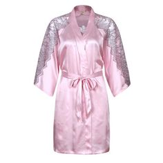 Two-piece style with silp dress, matching lace to decorate Self-tie closure Silky look and feel makes this robe extra cozy and luxurious Rosdorf Park Size: M | Rosdorf Park Baskas Silk Sateen Girl / Woman+ Above Knee Bathrobe w / Pockets 50.0 W in Polyester in Pink | Wayfair Terry Cloth Bathrobe, Womens Cami, Pajama Party, Lace Panelled, Matching Dresses, Pink Lace, Above Knee, Night Dress, Two Piece