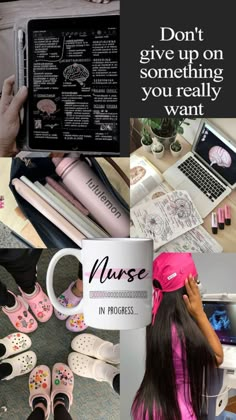 a collage of photos with the words nurse in progress on it and pictures of nurses