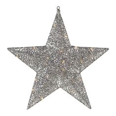 a silver glitter star on a white background