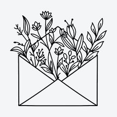 an envelope with plants inside it