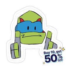 a sticker with an image of a teenage mutant wearing a helmet and holding a wrench