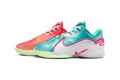 the nike zoom low is available in white, pink and blue