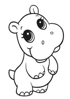 a cartoon hippocer with big eyes sitting on the ground coloring pages, coloring sheets,