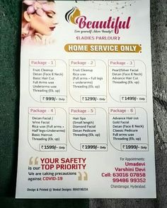 a flyer for a hair salon with information about the services needed to be used by customers