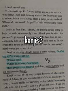 an open book with the words keni 3 on it