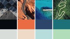 four different color palettes with the same image in each one, including blue and green